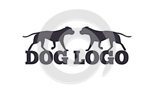 Dog Logo Design Two Canine Animals Silhouettes