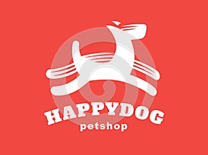 Dog logo - vector illustration, emblem on red background
