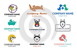 Dog logo vector set. Pet friendly logo. Animal Logotype concept. Vector illustration