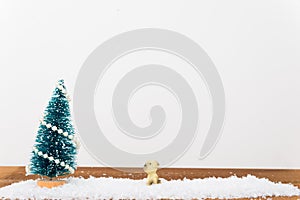 Dog looking Christmas tree