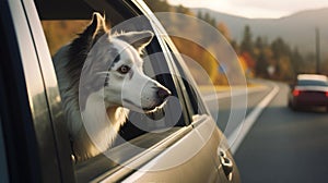 Dog looking out car window