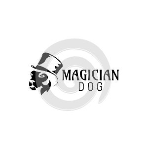 Dog magician logo template vector