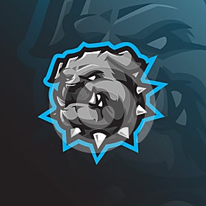 Dog mascot logo design vector with modern illustration concept style for badge, emblem and tshirt printing. angry bulldog head