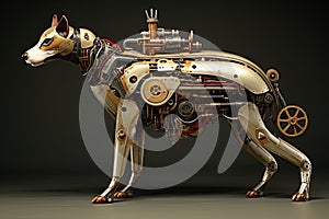 Dog, Mechanical Menagerie Series: Delightful Steampunk Animals Infused with Retro-Futuristic Marvel AI Generated Illustration