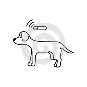 Dog microchip icon on a white background.