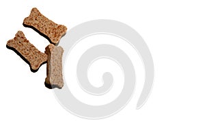 Dog mini biscuits treats on white background