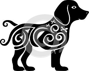 Dog - minimalist and simple silhouette - vector illustration