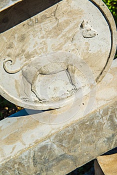 Dog molding art at Thai temple