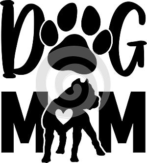 Dog mom pitbull, dog paw, dog, animal, pet, vector illustration file
