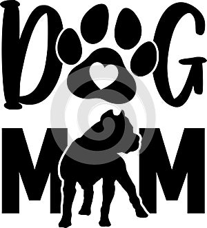 Dog mom pitbull, dog paw, dog, animal, pet, vector illustration file
