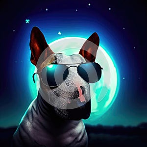 Dog and the moon create by Ai