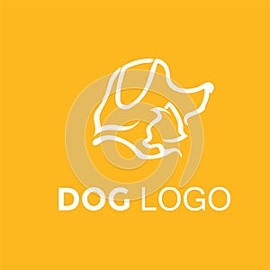 A dog mother logo template, hugging her puppy affectionately.