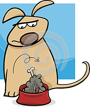 Dog and nasty food cartoon