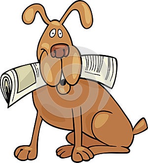 Dog with newspaper