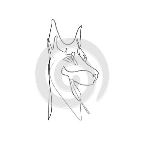 Dog one line drawing. Pet shop logo.