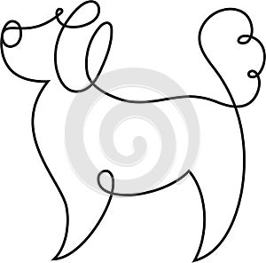 Dog one liner. Abstract doggy one line art, continuous line drawing. Minimalist art style. Vector.