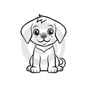 Dog outline vector linear silhouette for coloring