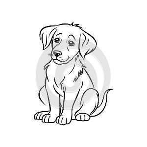 Dog outline vector linear silhouette for coloring