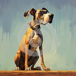 Dog Painting In James Gilleard Style: Graphic Novel Realism With Cartoonish Character Design photo