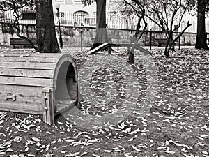 A dog park and playground in the Graca neighborhood of Lisbon, Portual.