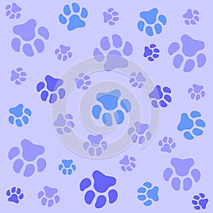 Dog paw.Abstract colorful background with dog paws. Pattern with traces.