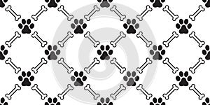 Dog paw bone seamless pattern vector crossbones isolated background wallpaper