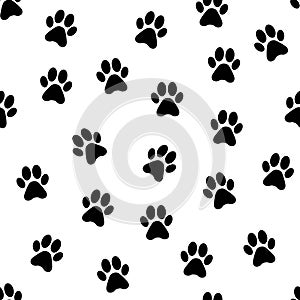 Dog Paw Cat Paw vector seamless pattern. Seamless pattern with cat or dog, kitten or puppy footprints.