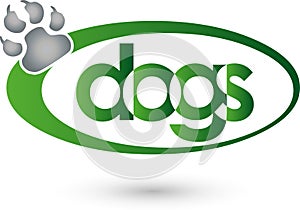 Dog paw and circle, dogs and keeper logo