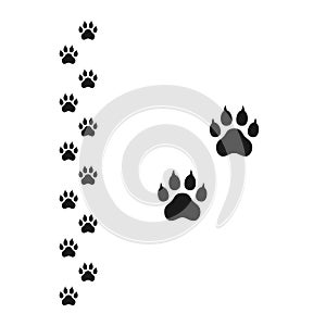 Dog paw with claws and footpath track vector print mar