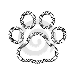 Dog paw footprint icon rope lasso logo vector french bulldog cartoon symbol character illustration design