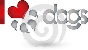Dog paw and heart, dogs and keeper logo