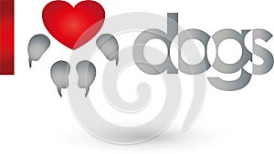 Dog paw with heart, heart for dog logo