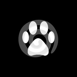 Dog paw icon , vector illustration footprint isolated on black