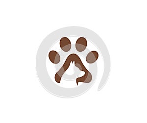 Dog and paw logo template. Pet vector design