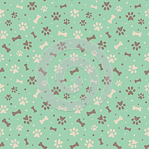 Dog paw print colorful seamless pattern