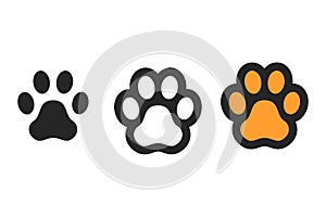 Dog paw print. Footprint. Vector icons isolated