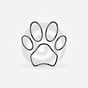 Dog Paw Print linear vector concept icon or logo