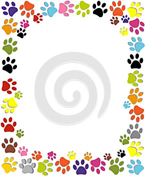 Dog paw print made of red heart vector illustration