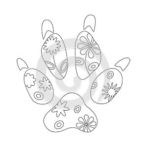 Dog paw prints with flowers