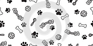Dog paw seamless pattern bone vector footprint pet toy french bulldog cartoon scarf isolated repeat wallpaper illustration tile ba