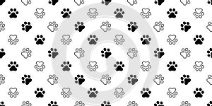 Dog paw seamless pattern cat footprint french bulldog vector cartoon icon doodle repeat wallpaper scarf isolated tile background i