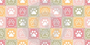 dog paw seamless pattern cat footprint vector checked pet puppy kitten cartoon doodle christmas reteo tile background