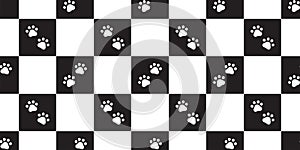 dog paw seamless pattern checked footprint cat kitten tartan plaid french bulldog vector puppy pet toy breed cartoon doodle