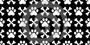 Dog paw seamless pattern crossbones cat footprint french bulldog vector puppy kitten pet halloween cartoon doodle isolated repeat