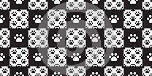 Dog paw seamless pattern footprint cat checked tartan plaid french bulldog vector character cartoon icon scarf isolated repeat wal