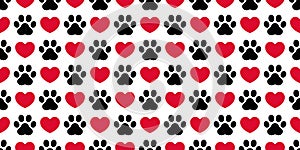 Dog paw seamless pattern footprint heart valentine vector french bulldog puppy cartoon icon scarf isolated repeat wallpaper tile b