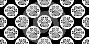 Dog paw seamless pattern footprint icon cat bear polar vector polka dot french bulldog cartoon repeat wallpaper scarf isolated til