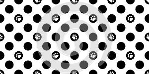 Dog paw seamless pattern footprint polka dot cat french bulldog vector cartoon repeat wallpaper scarf isolated tile background ill