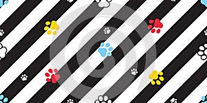 Dog paw seamless pattern footprint striped colorful cat vector puppy pet breed cartoon doodle repeat wallpaper tile background ill