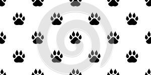Dog paw seamless pattern footprint vector bear polar cat pet french bulldog cartoon icon scarf isolated repeat wallpaper tile back
